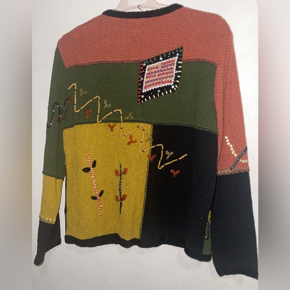 Indigo Moon patchwork Embroidered Knit Women's Mu… - image 9